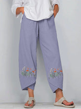 Bedruckte Hose mit elastischer Taille und Taschen
